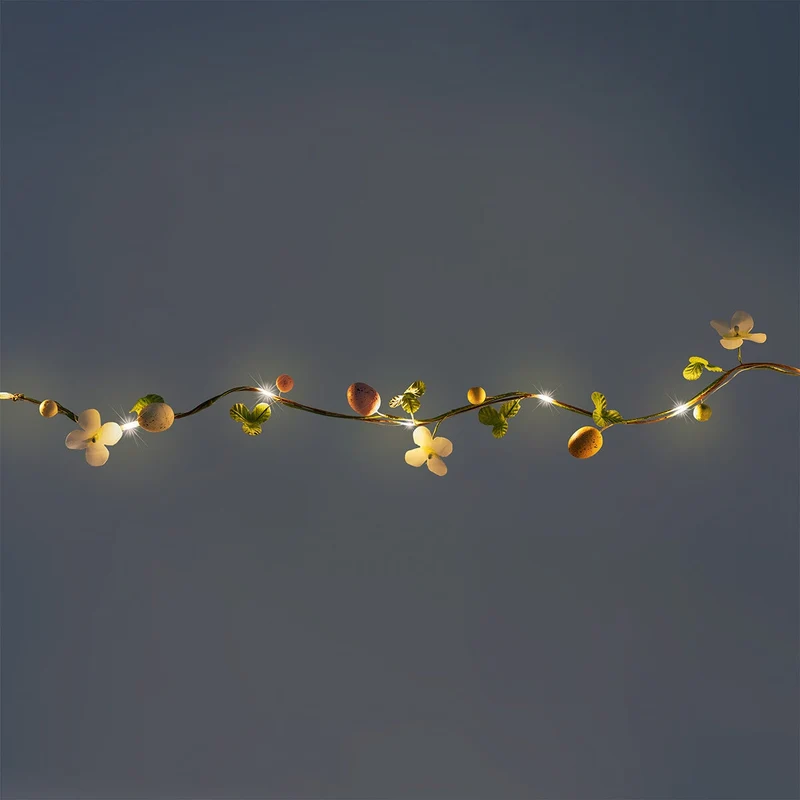 String lights with Easter eggs and leaves - 81 cm
