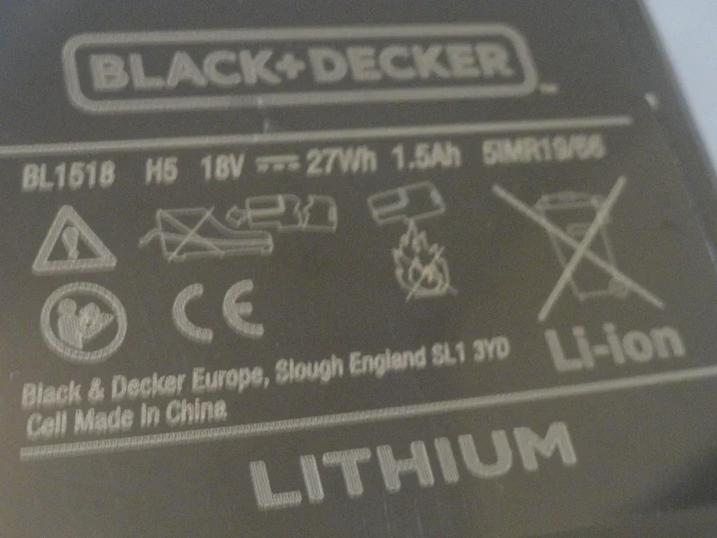 Batteria 18v-1.5ah litio per trapano senza cavo Black+Decker bl1518