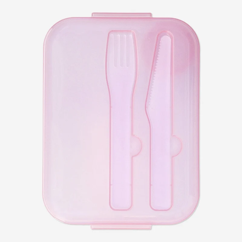 Lunchbox with knife, fork, and bowl
