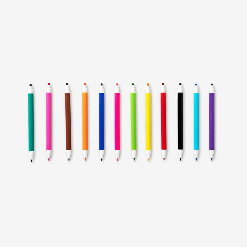 Dual tip felt markers - 12 pcs