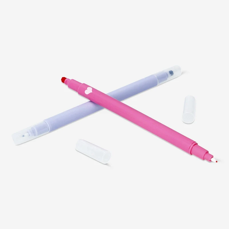 Dual-tip markers with fineliners and stamps - 12 pcs