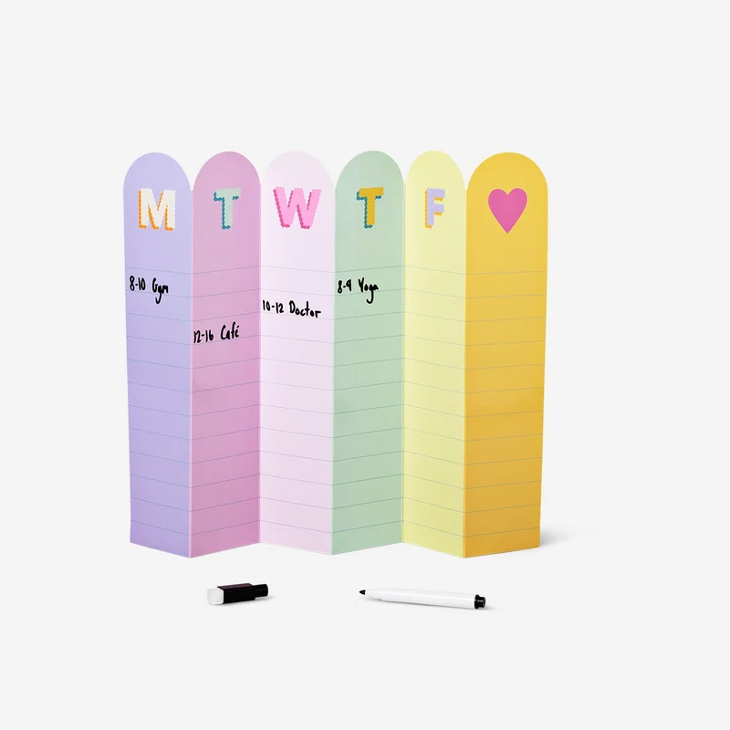 Foldable weekly planner with marker
