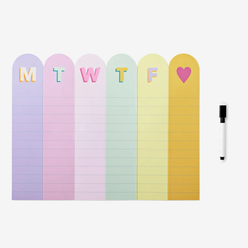 Foldable weekly planner with marker