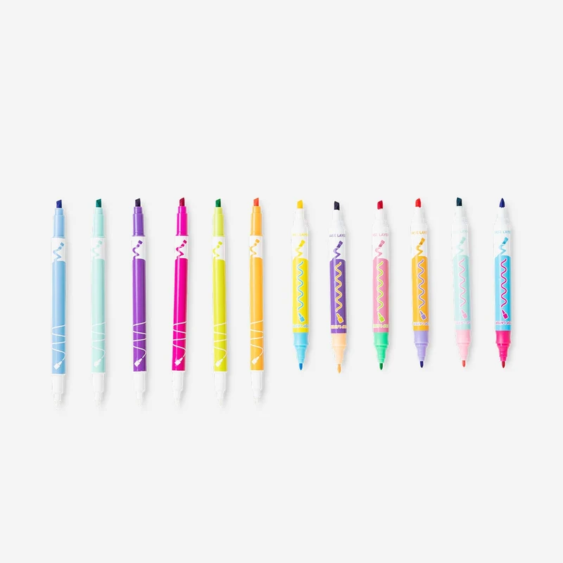 Dual-tip markers with colour changing effect - 12 pcs