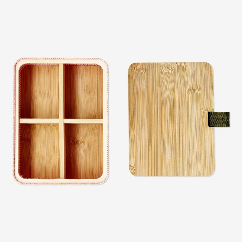 Bamboo storage box with compartments