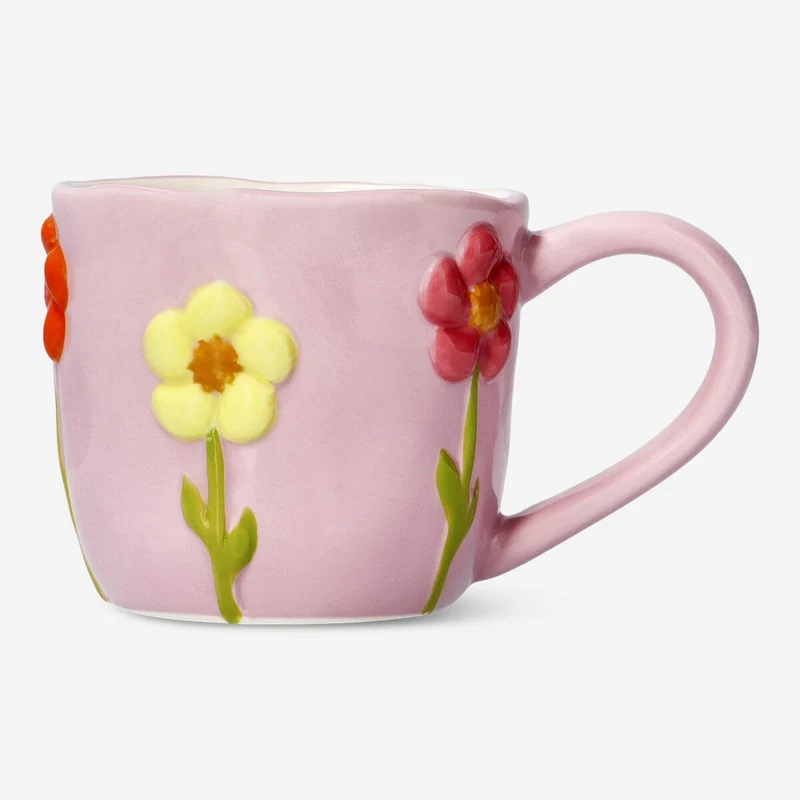 Mug with embossed flowers - 330 ml