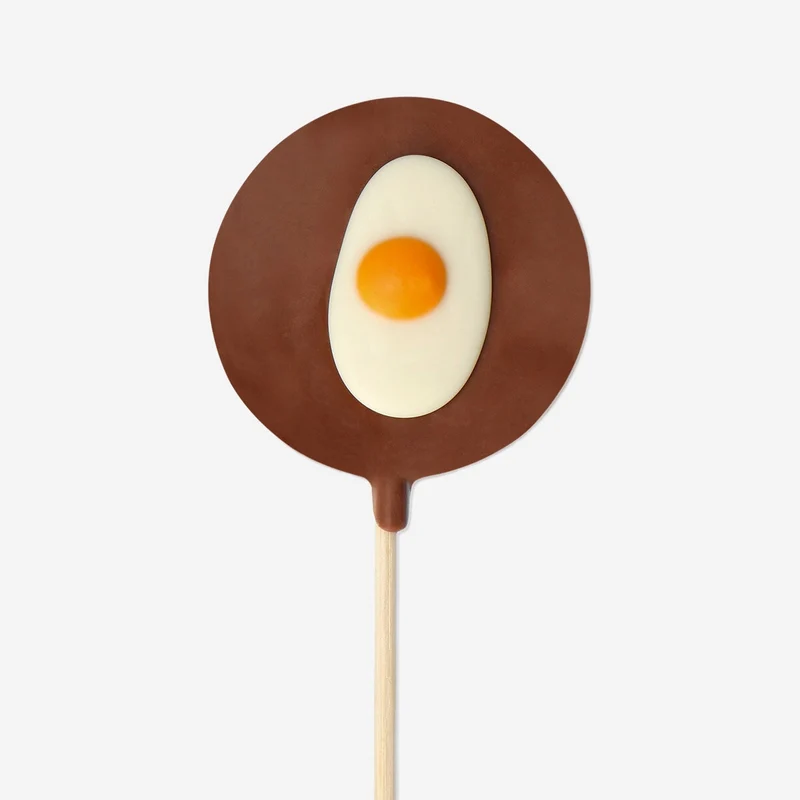 Chocolate fried egg lollipop