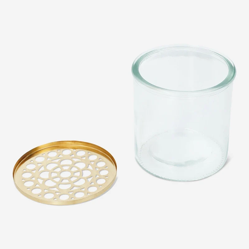 Vase with metal lid with holes
