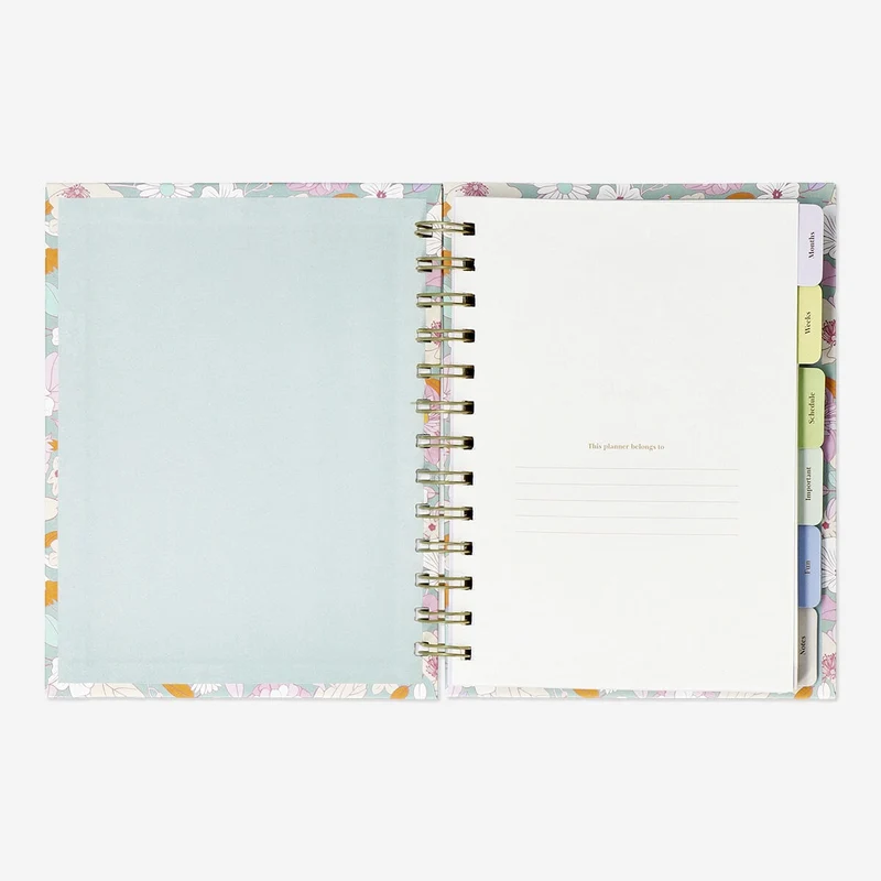 Floral study planner with stickers - B6