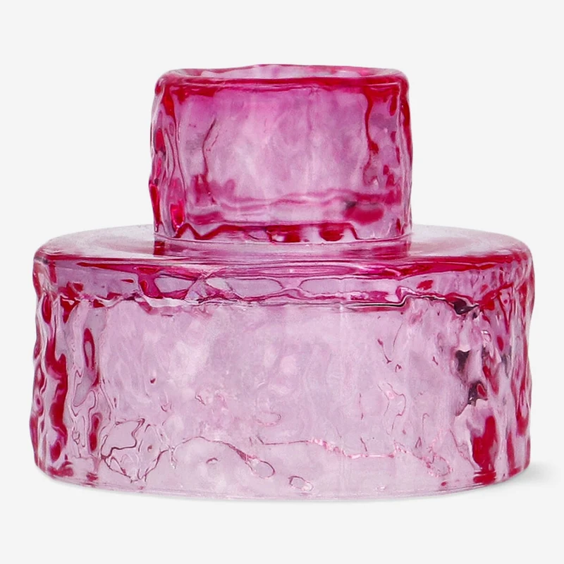 Reversible pink candle and tealight holder