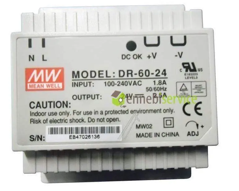 Alimentatore guida din 24vdc-2500ma din mean well Ennebiservice