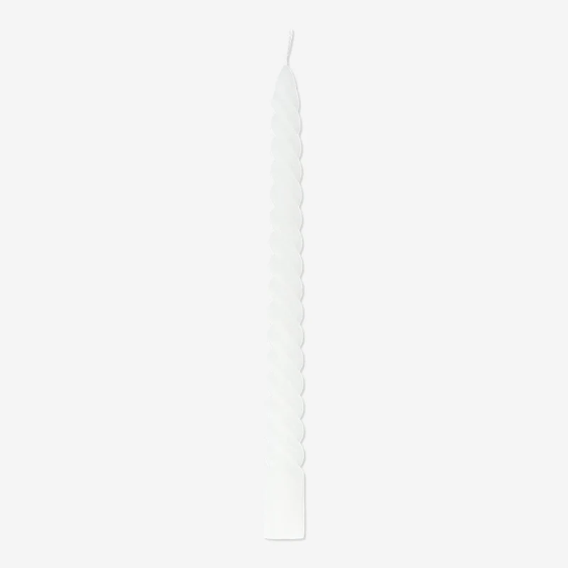 Twisted Dinner Candles in White - 4 pcs