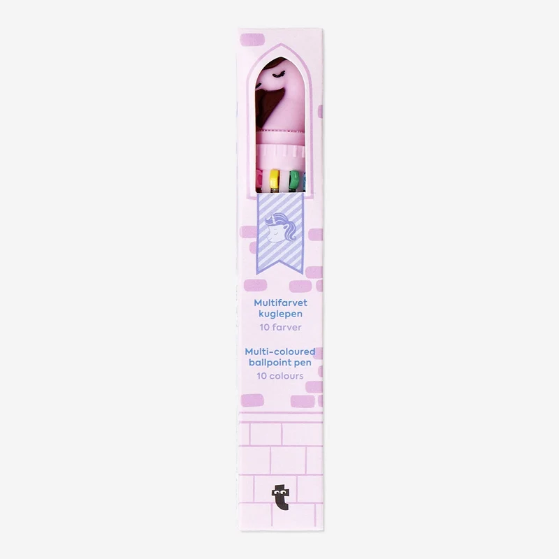 Unicorn shaped multi-coloured ballpoint pen