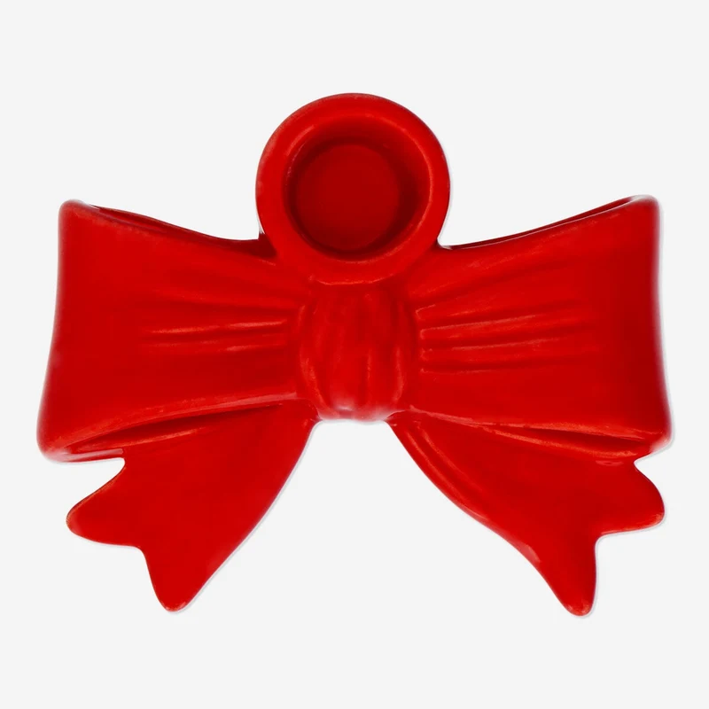 Red bow candle holder