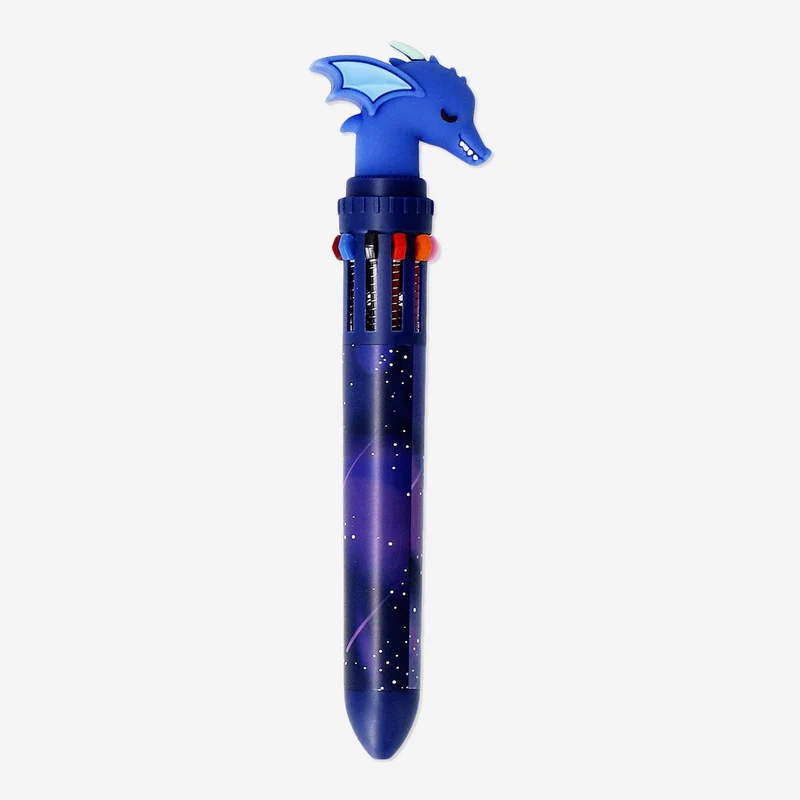 Blue dragon shaped multi-coloured ballpoint pen