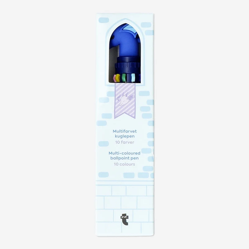 Blue dragon shaped multi-coloured ballpoint pen