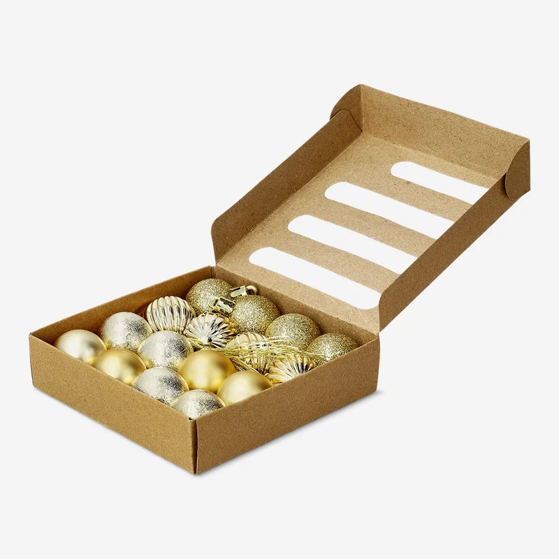 Set of gold Christmas baubles - 16 pcs
