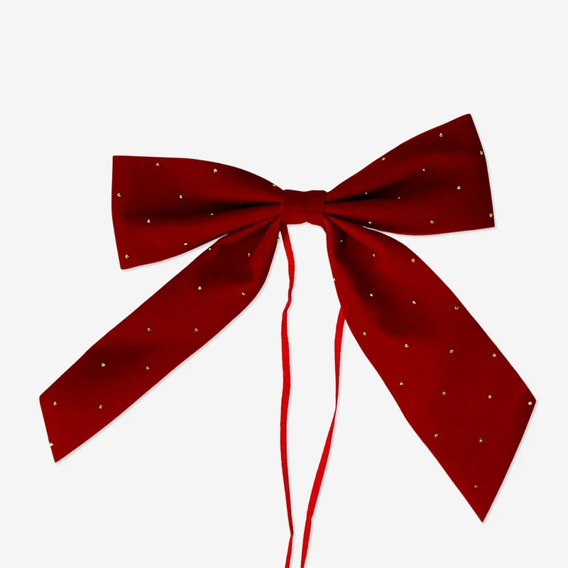 Big red velvet bow - 19 cm