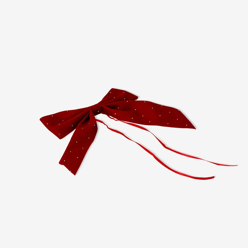 Big red velvet bow - 19 cm