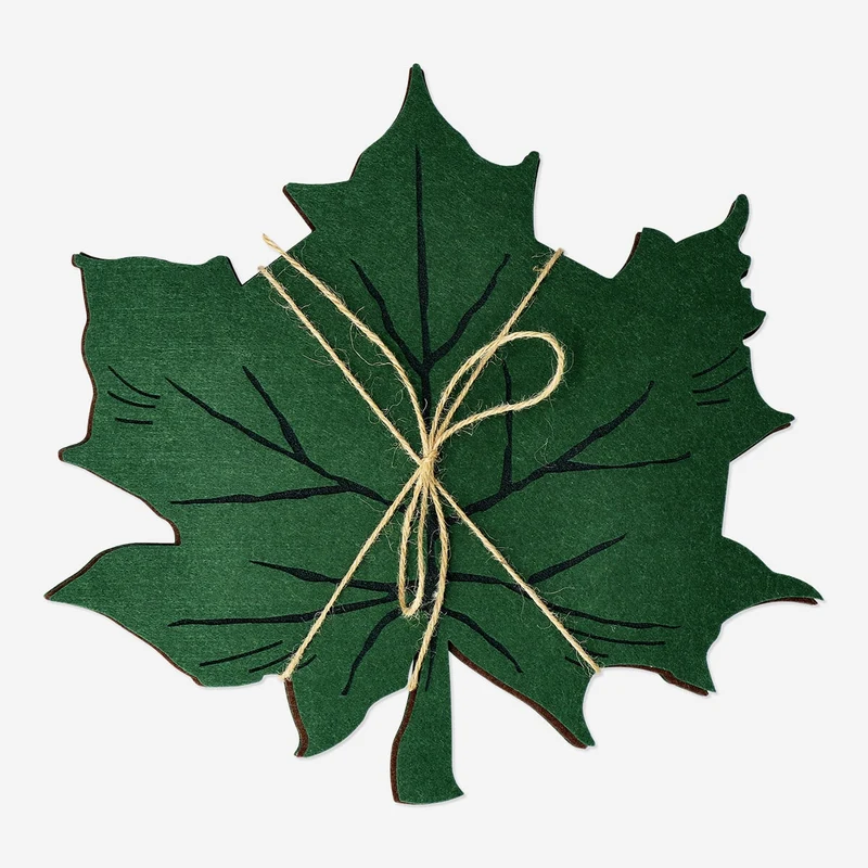 Leaf-Shaped Felt Placemats - 4 pcs