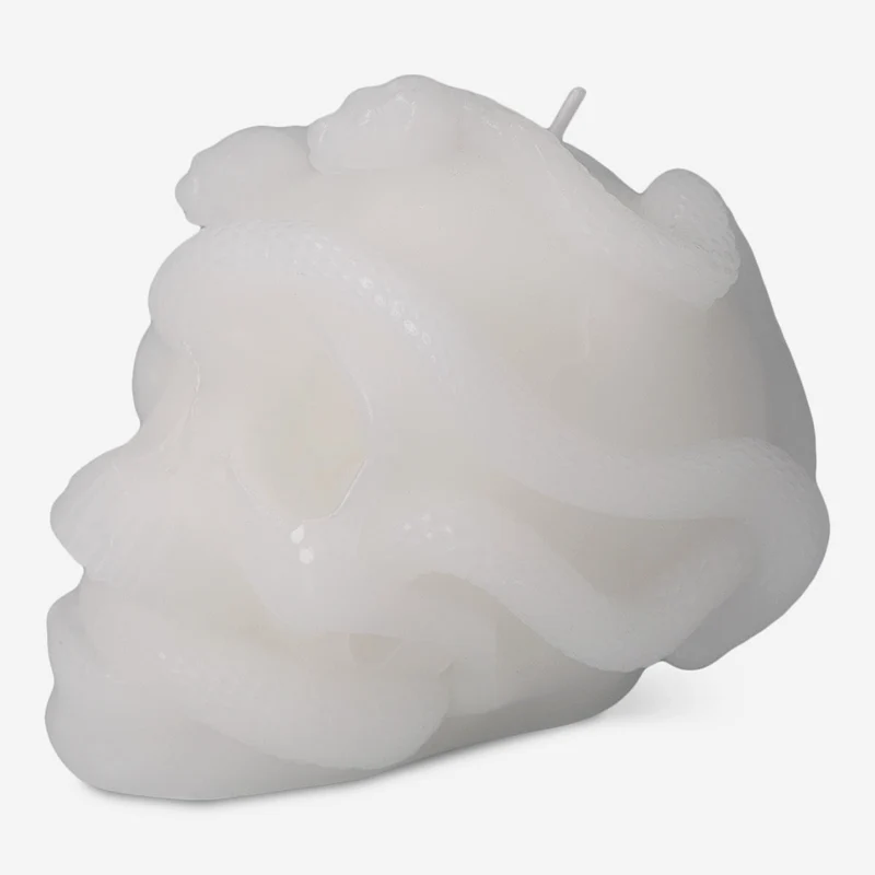 White skull shaped candle
