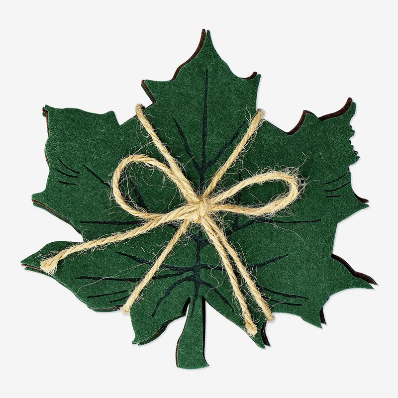 Leaf-Shaped Felt Coasters - 4 pcs