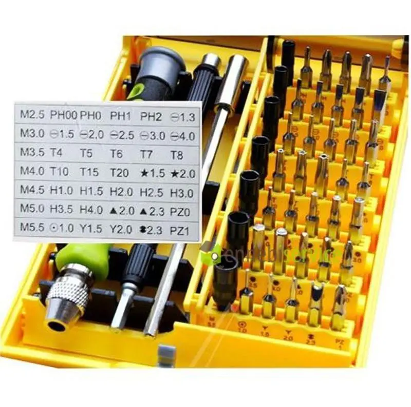 Set utensili per telefono 45 pezzi composto da utensili + 1 Universale