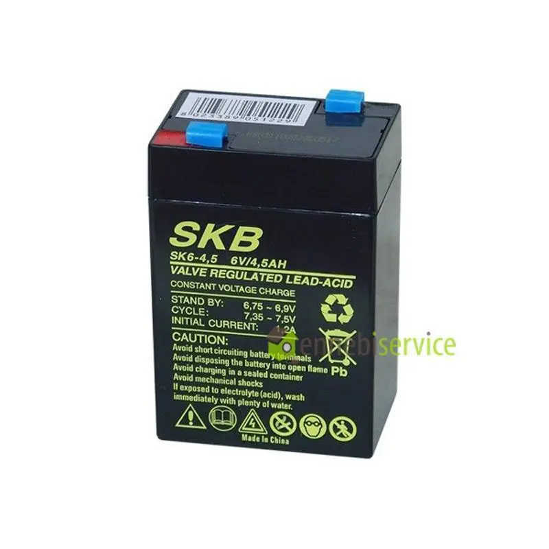 Pacco batteria contatti faston 6v.4.5ah Universale