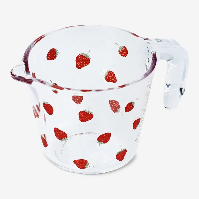 Measuring cup with strawberry print