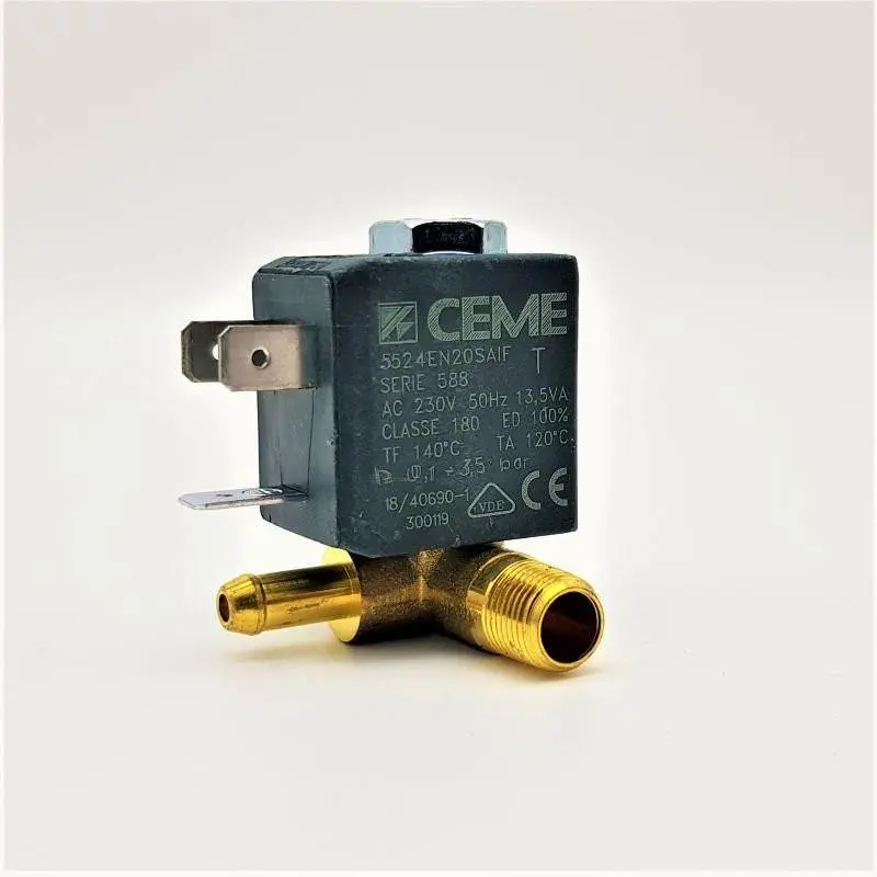 Elettrovalvola 90° attacco maschio 4w uscita sinistra 1-8 220v Ceme