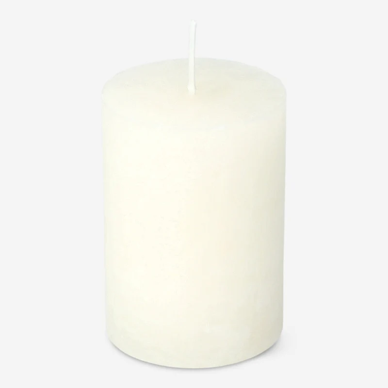 Ivory White Rustic Pillar Candle - 8 cm