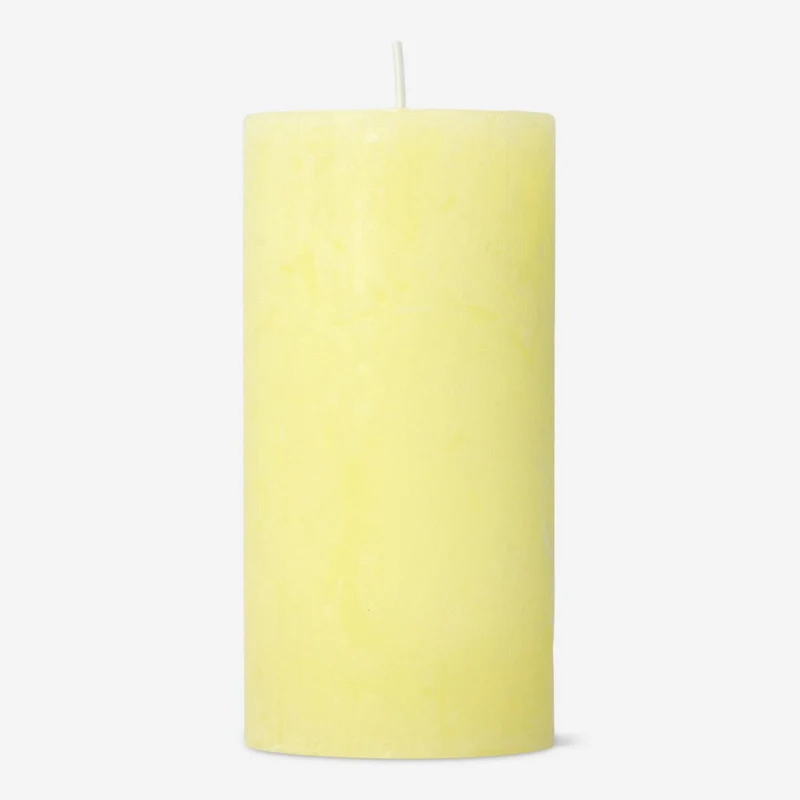 Yellow Rustic Pillar Candle - 12 cm