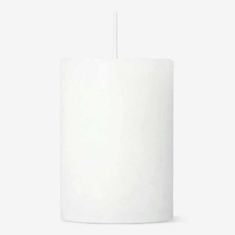 White Rustic Pillar Candle - 8 cm
