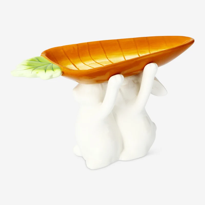 Carrot serving dish with white bunny - 26 cm