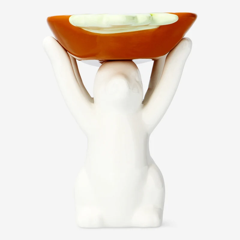 Carrot serving dish with white bunny - 26 cm