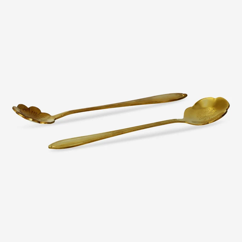 Flower shaped golden spoons - 2 pcs