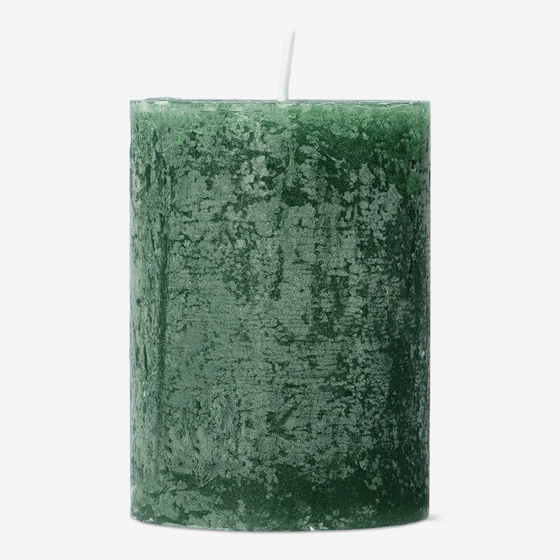 Dark Green Rustic Pillar Candle - 8 cm