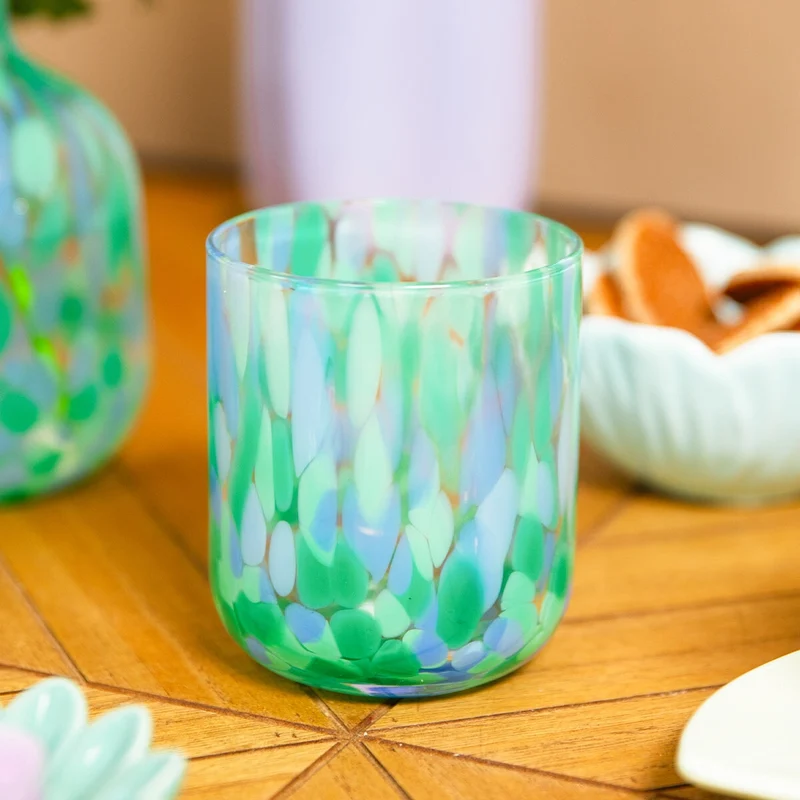 Drinking glass with blue dots - 340 ml