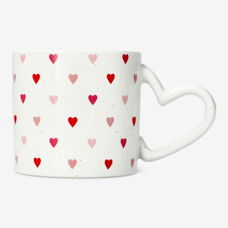 Stoneware mug with heart shaped handle - 390 ml