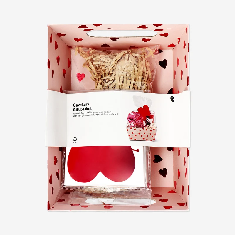 Gift basket set adorned with hearts