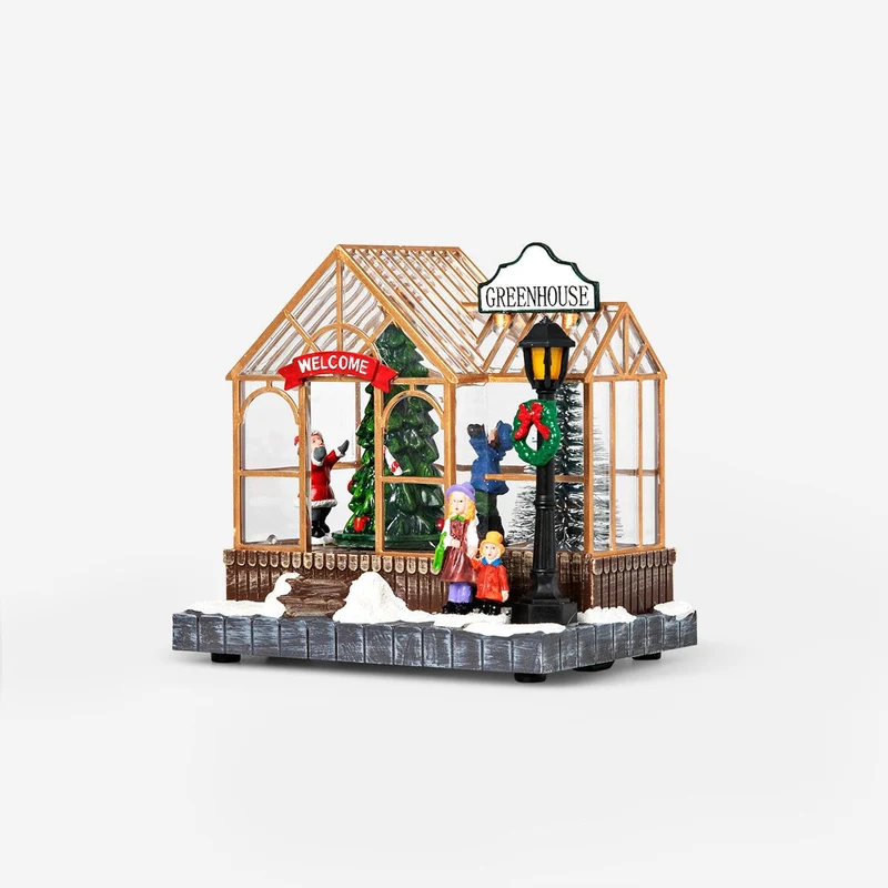 Scene for Christmas village. With light, movement and music