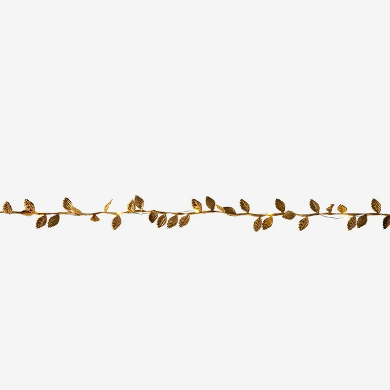 String Lights with Golden Leaves - 228 cm