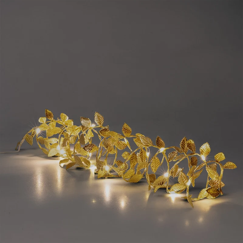 String Lights with Golden Leaves - 228 cm