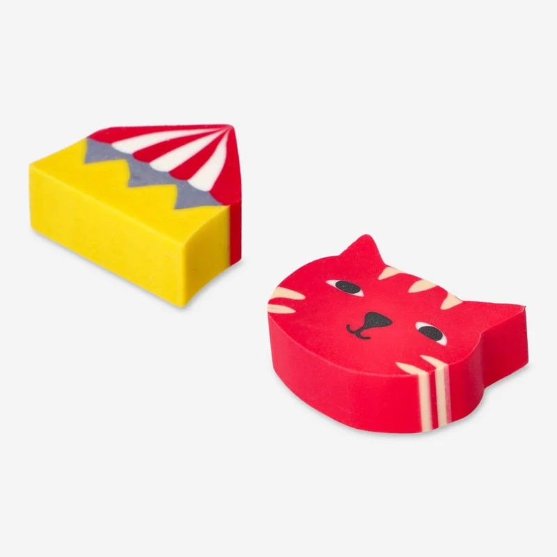 Circus themed erasers. 6 pcs