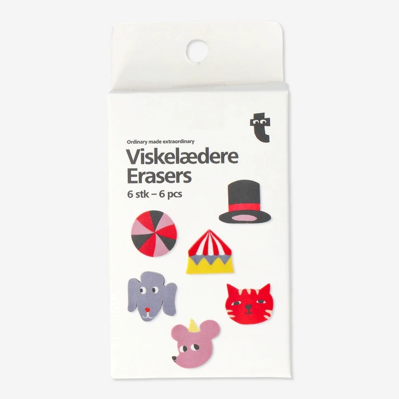 Circus themed erasers. 6 pcs