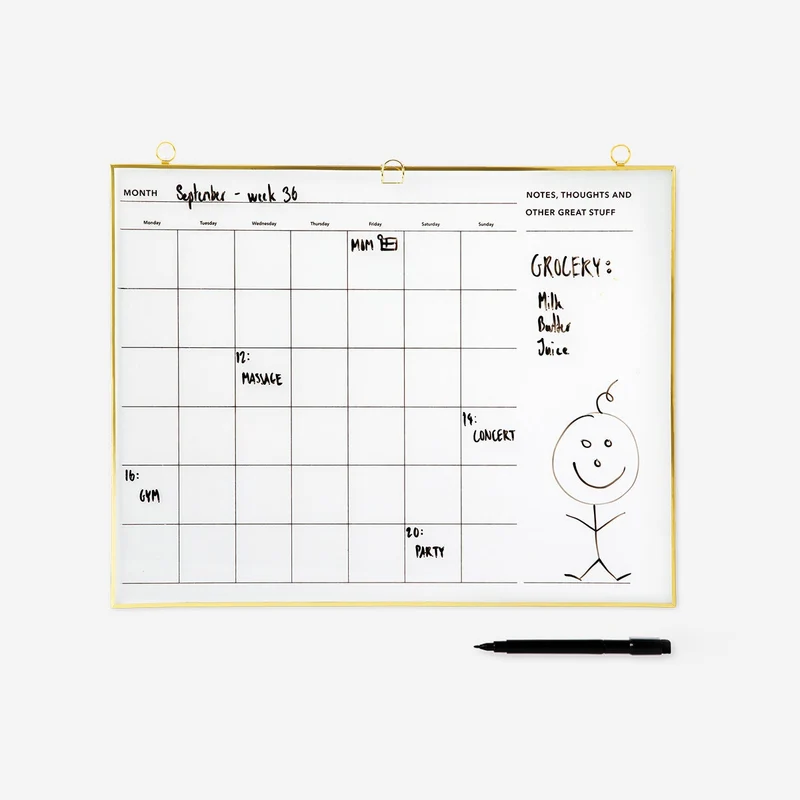 Planner board. With marker