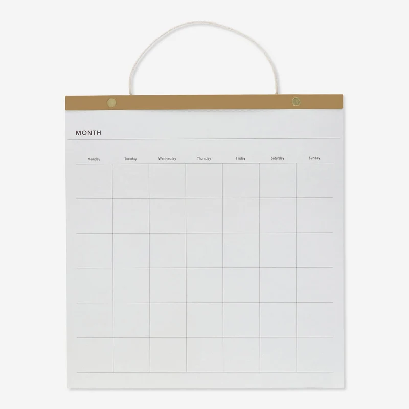Monthly planner for hanging