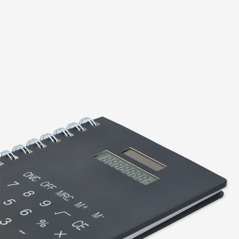 Notebook with calculator. Solar-powered
