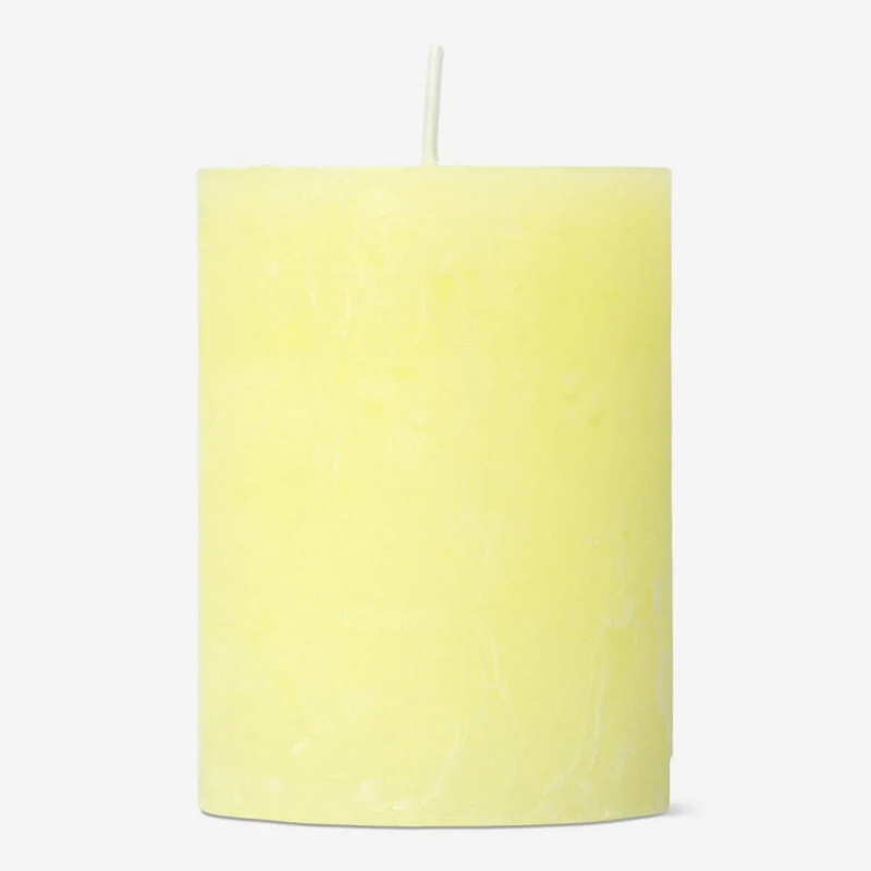 Yellow Rustic Pillar Candle - 8 cm