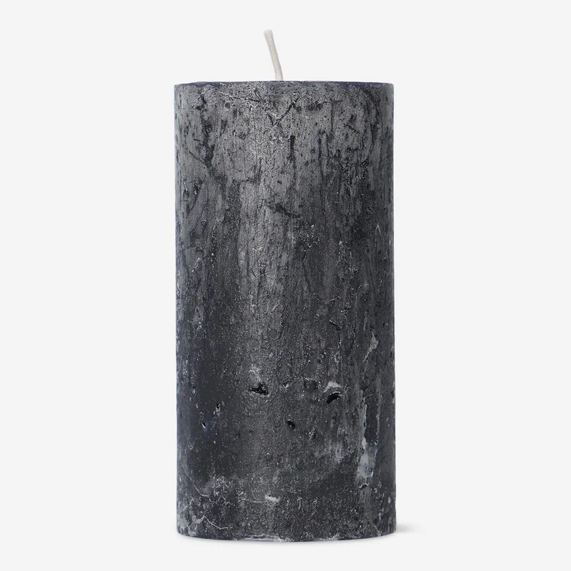 Black Rustic Pillar Candle - 12 cm